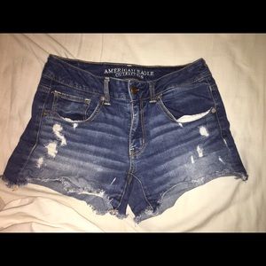 Distressed AE denim shorts